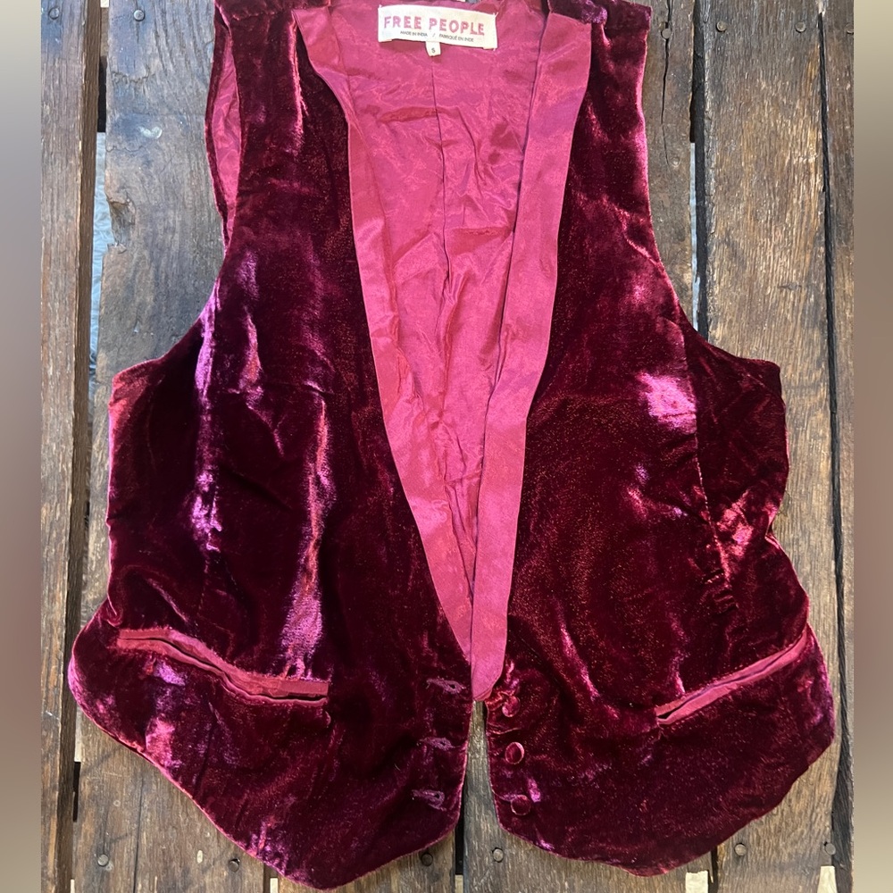 Free People Red Velvet Vest